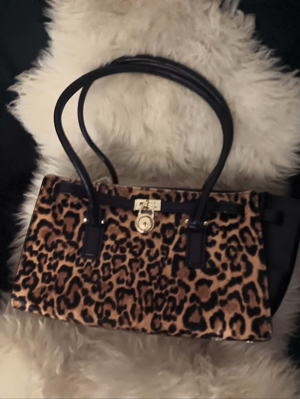 Michael Kors Hamilton Moderne Leopard Print Tote with Gold Lock